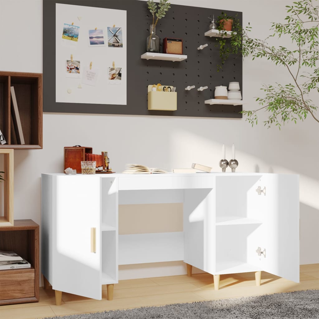 Vidaxl Desk, White, 140X50X75 Cm, Wood-based Material