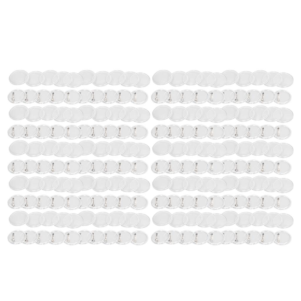 100Sets 1.7In Clear Button Badge Reusable Wear Resistant Acrylic Design Button Badge for DIY Crafts