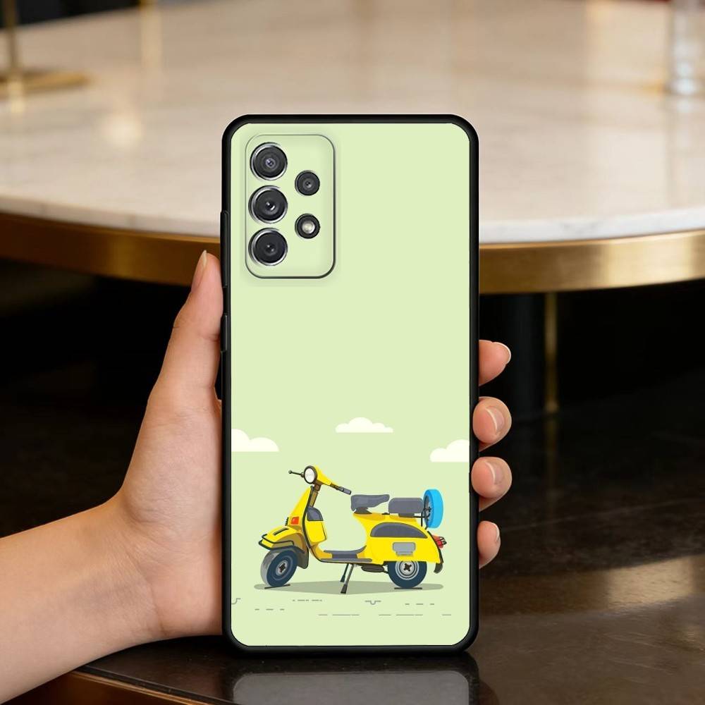 

M-Mini Scooter Transparent Phone Case For Samsung Galaxy A73,A72,A71,A70,A53,A52,A51,Soft Silicone Black Cover Samsung a11