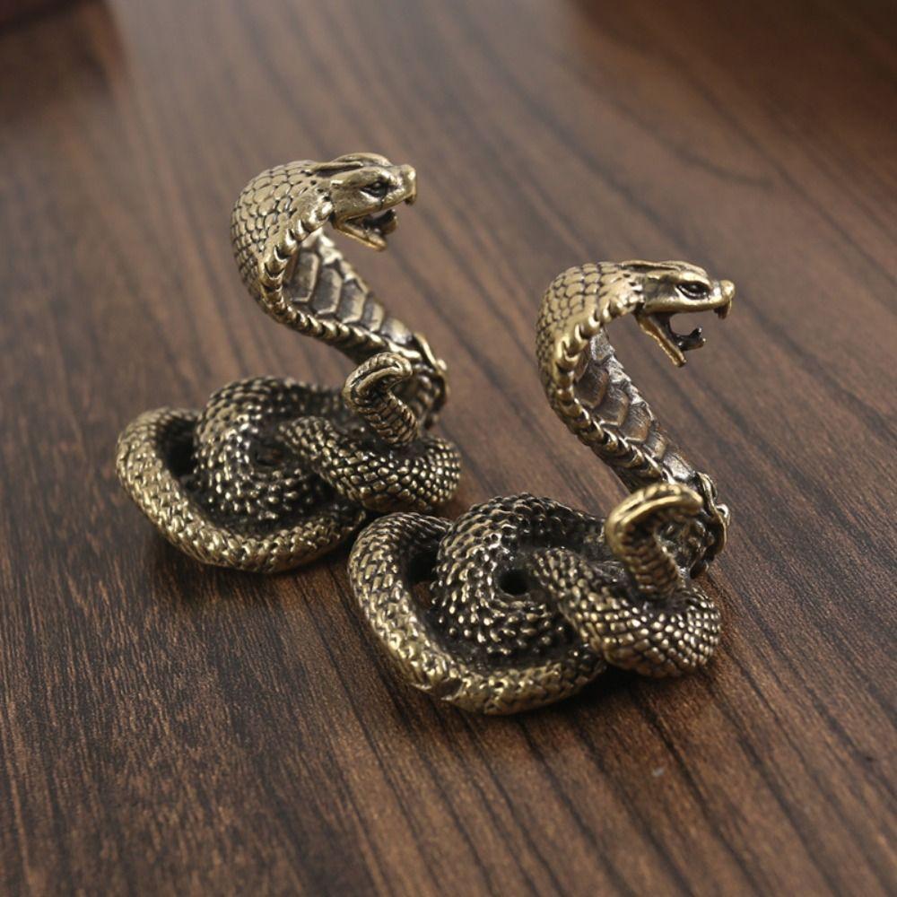 Ancient Mini Cobra Statue Twelve Zodiac Snake Snake Figurines Brass Cobra Figurines Birthday Gift