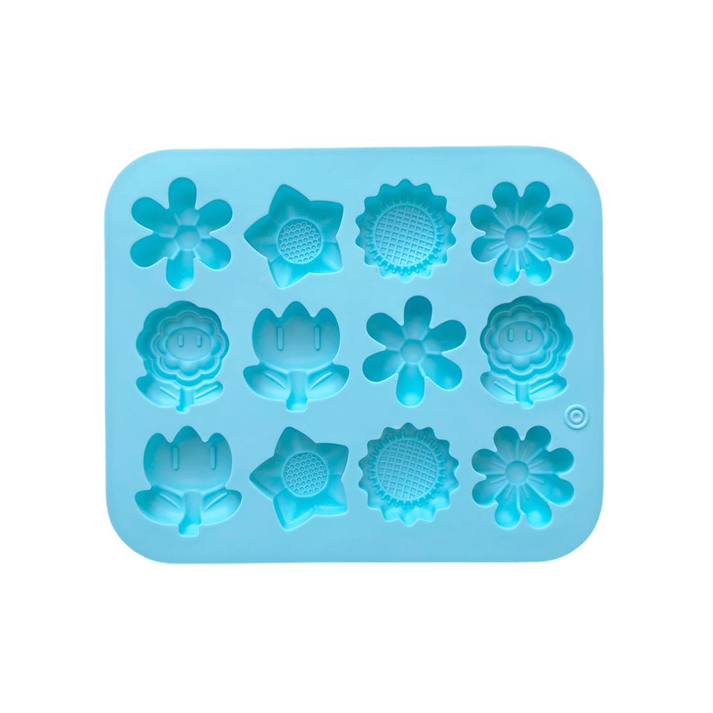 1-Piece Mini 12-Cavity Flower Silicone Mold for Candy Chocolate Cookies, Handmade Baking Tool