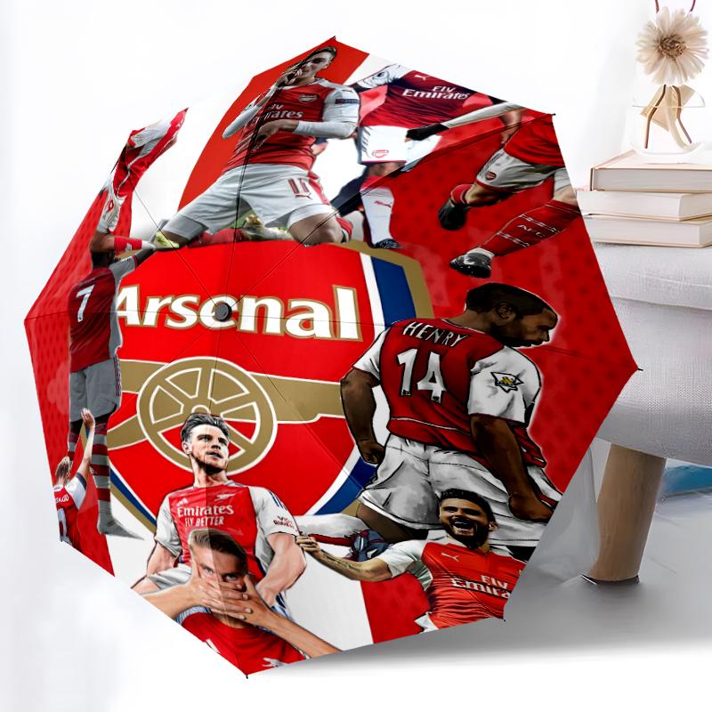 1pc Sturdy 8-Bone Auto Umbrella, Arsenal Umbrella, Digital Printed, Foldable Umbrella for On-the-Go Outdoor Use