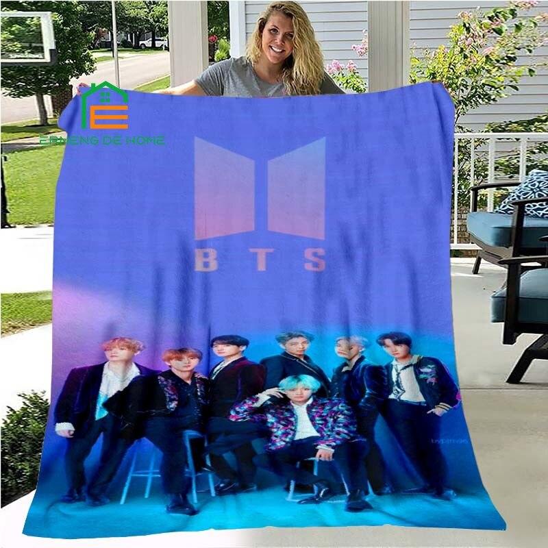 Kpop Hvězda Bangtan Flanelová deka Teplá deka pro domov, piknik, cestování, letadlo, kancelář a pro dospělé, děti 5 velikostí