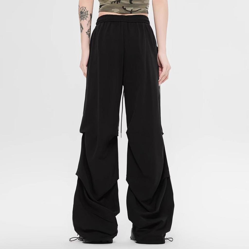 Damen Neue Eisseide Schnelltrocknende Fallschirmjägerhose, Weitbeinige Hose, Einfarbige Freizeithose