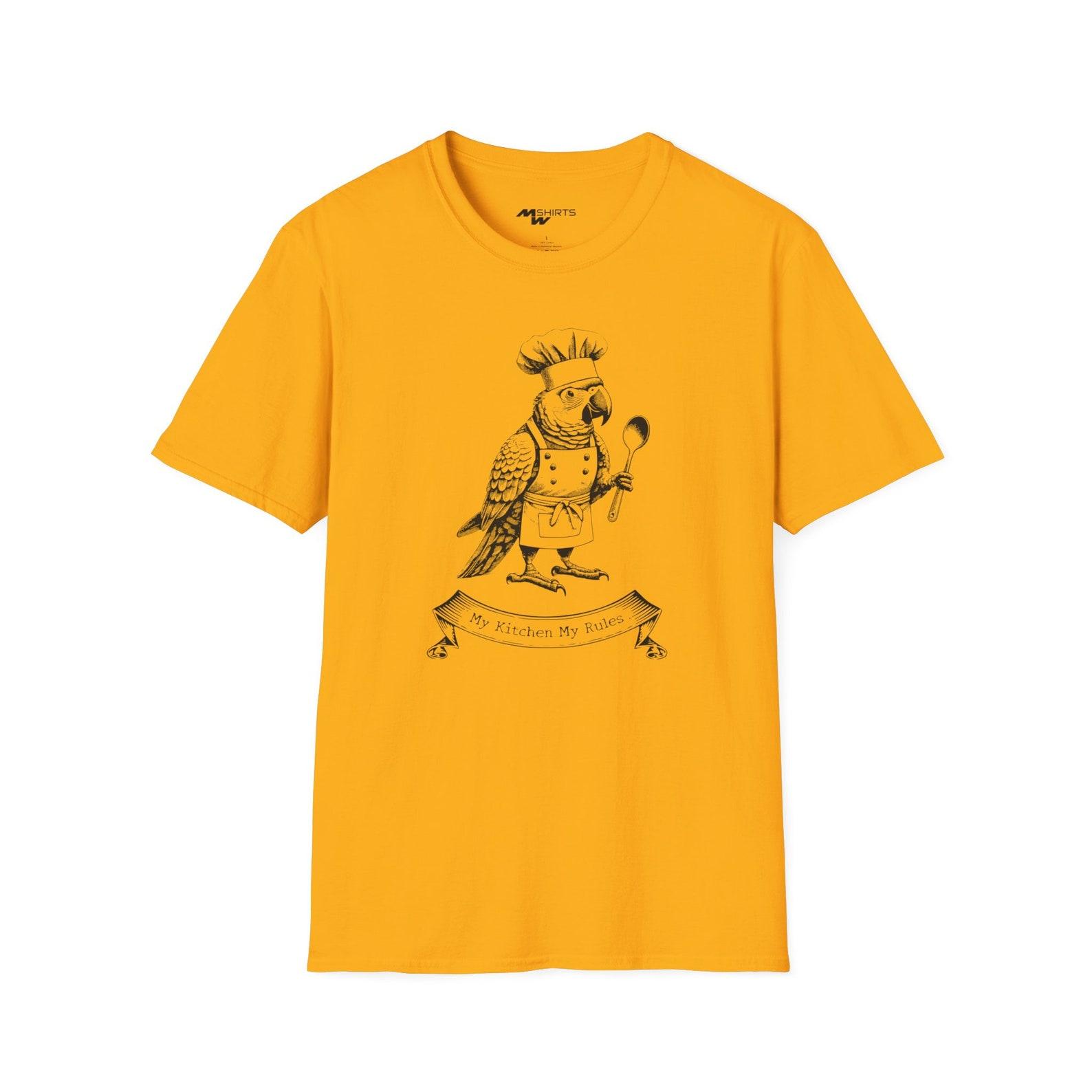 Chef Parrot T-Shirt: Copper Engraving Style, My Kitchen My Rules M