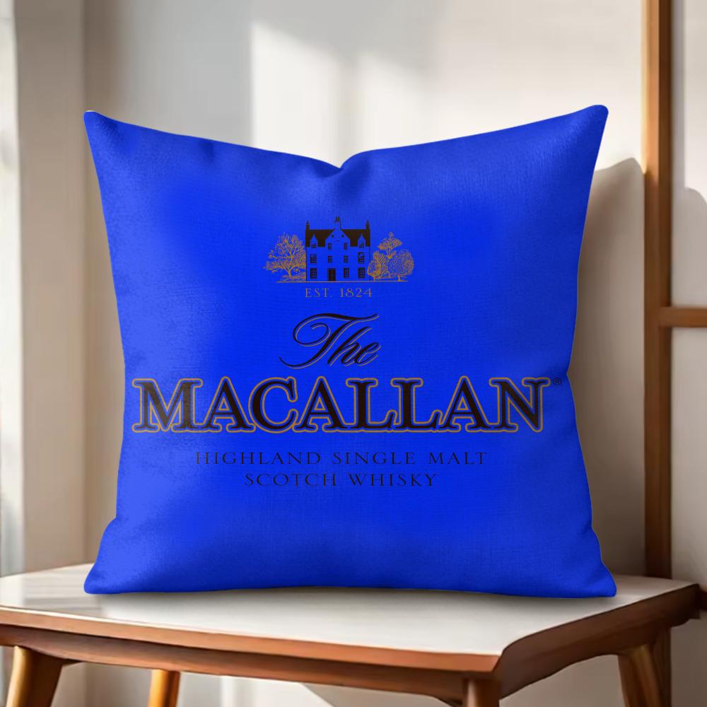 MMacallanNS wWhiskey Logo Kissenbezug Natürlicher Leinen Bio-Stoff Doppelseitiger Druck Sofakissenbezüge Heimdekoration