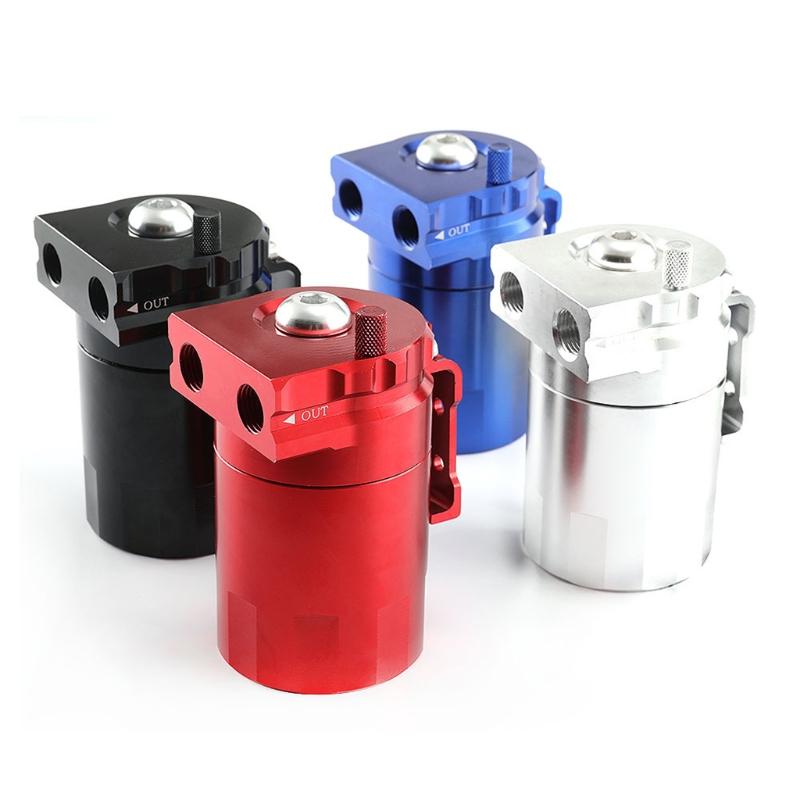 Auto Aluminum Motors Oil Catch Can Reservoir Capture for Tank with Breathing Apparatus Twin Cylinder Engine Universal Fi