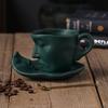 Exquisite Ceramic Coffee Cup With Saucer Head Dessert Tea Cup Couple Mug Spoof Mug Abstract Face
