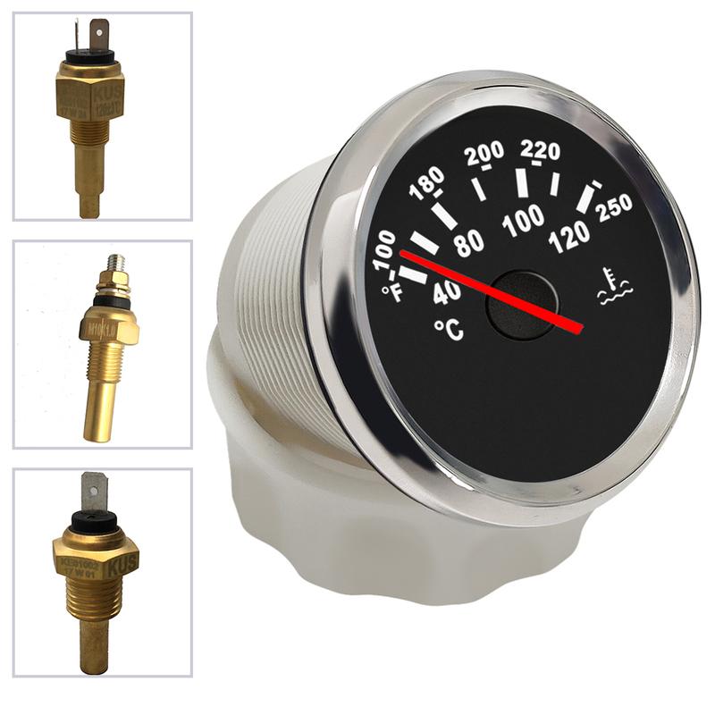 ELING 52mm Water Temp Meter Temperature Gauge Indicator for Engine Motorcycle RV Auto Yacht Boat 12V 24V With Red Backlight