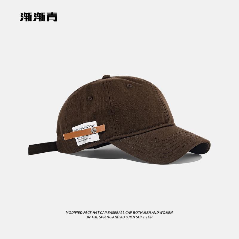 Retro Versatile English Small Leather Label Cap Women's Casual Versatile Baseball Cap Men's Soft Top Cuckold Simple