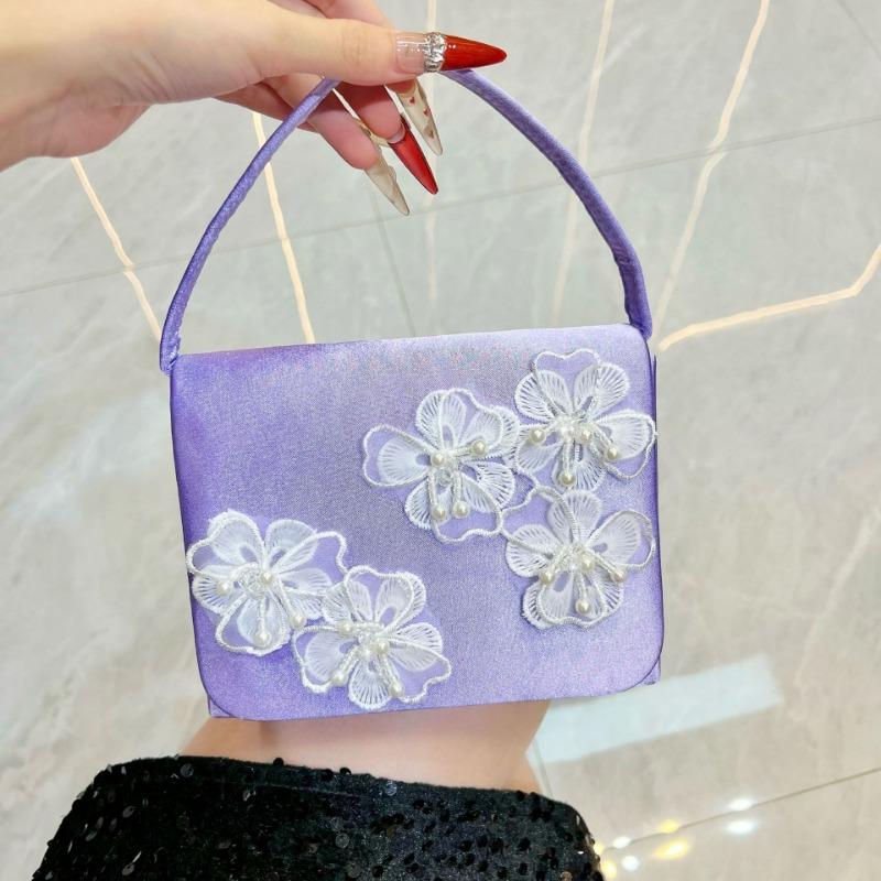 Fashion Evening Party Small Xiaoshangfeng Style Handbag, Lady's Banquet Bag with Floral Accessories, Crossbody Bag