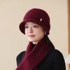 Rabbit Hair Knitted Hat Women Middle-Aged And Elderly Winter Warm Wool Basin Hat Big Head Circumference Shows Temperament Versatile Mother Hat