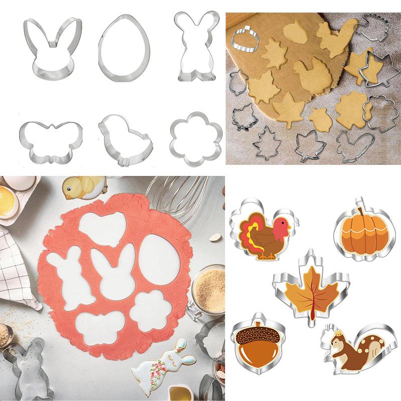 Thanksgiving and Cat-Shaped Cookie Cutter Stainless Steel Biscuit Molds for Baking Pastry Fondant Cake Decoration Kitchen Tools