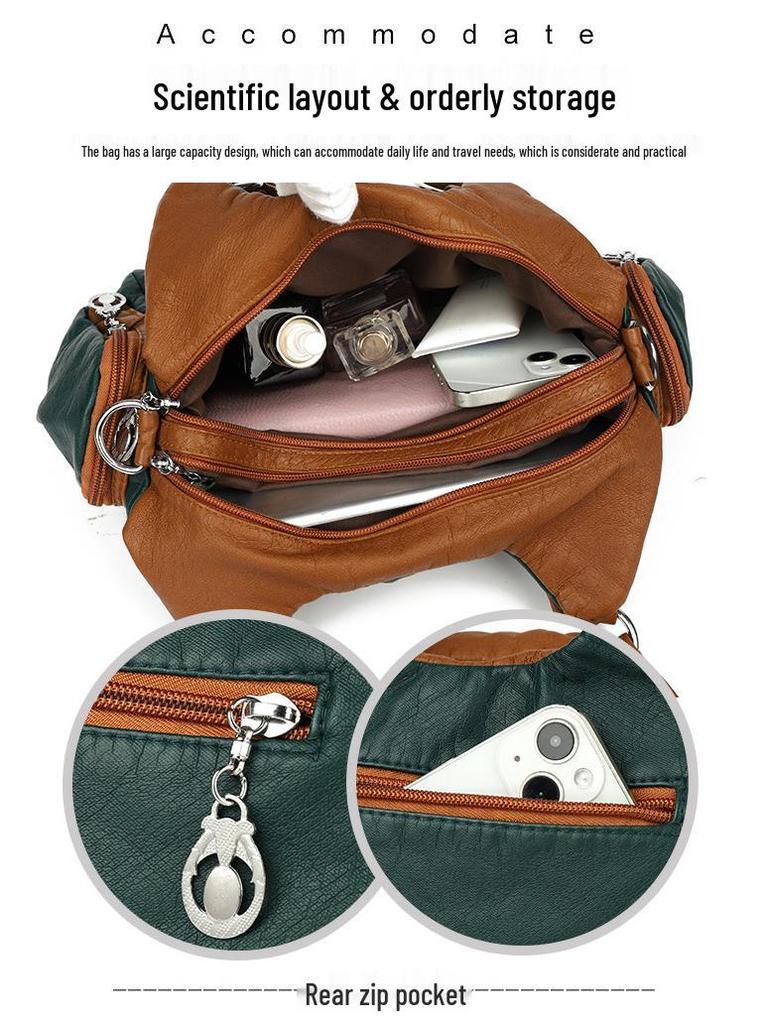 Borsa a tracolla e tote in morbida pelle lavata da donna - Multifunzionale, Casual, alla moda, in PU