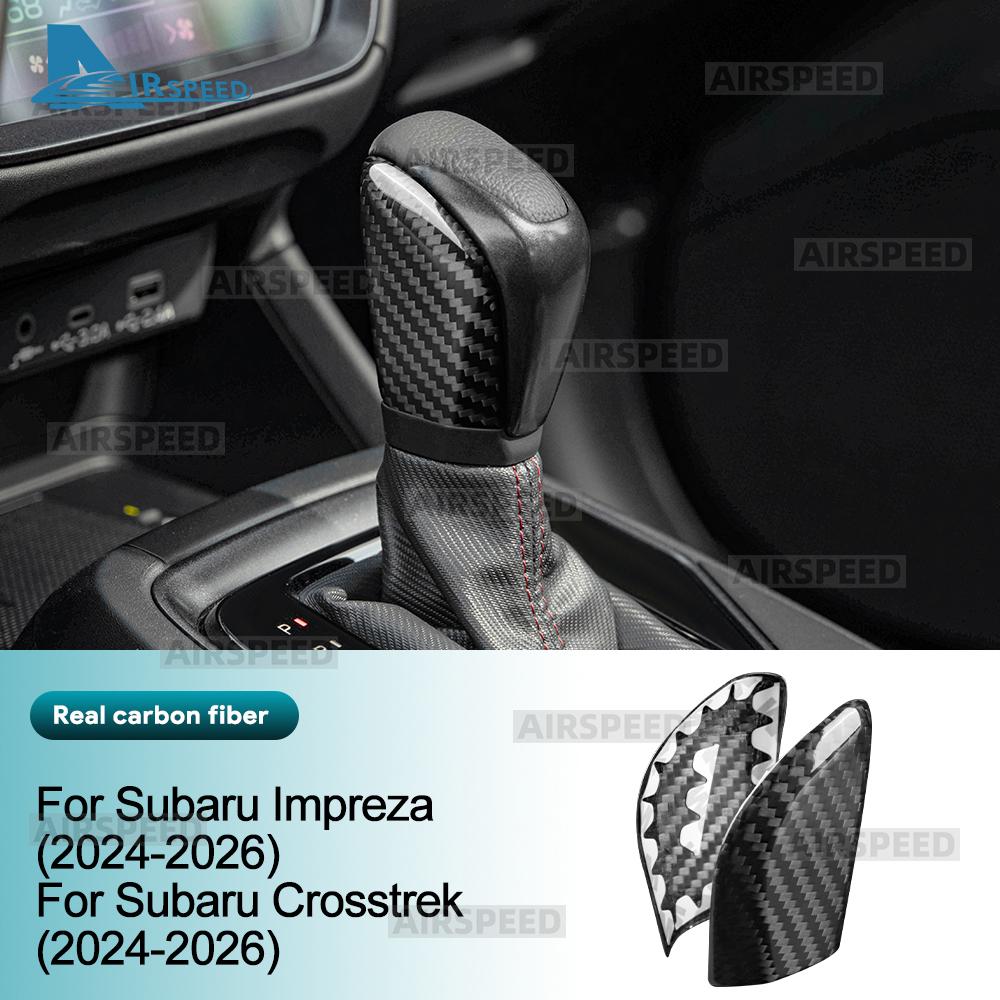 Real Dry Hard Carbon Fiber Sticker For Subaru Crosstrek/Impreza 2024 2025 2026 LHD RHD Car Gear Shift Knob Interior Cover