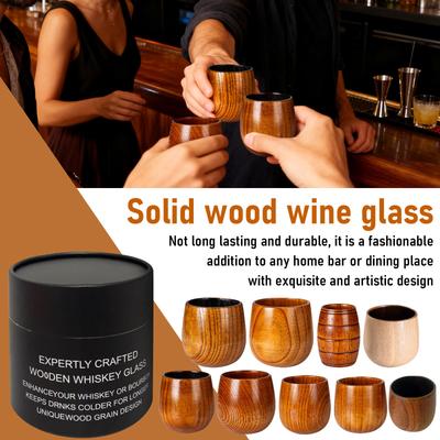 Big Belly Cup, Enlarged Wine Glass, Charcoal Grilled Universal Wooden Cup, Nonscalding Plant Paint Tea Cup