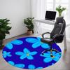1PC Blue Flower Pattern Office Round Rug, Non Slip, Soft and Durable Office Rug for Interior Decoration, Perfect for Office