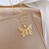 Empty Zircon Butterfly Light Luxury Temperament Gorgeous Full Diamond Necklace Female Versatile Collarbone Chain Titanium Steel Chain