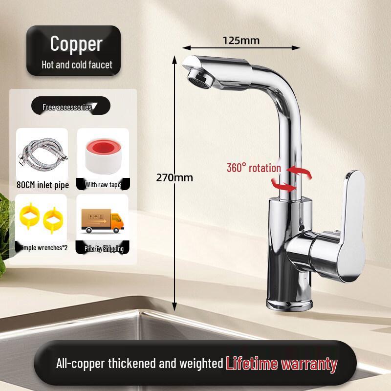 Stainless Steel Hot & Cold Swivel Kitchen Faucet
