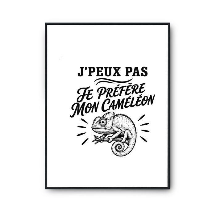 Affiche - PLANETEE - J'peux pas minimaliste (Caméléon) - A2 - Papier photo 310 g/m² - Finition perlée