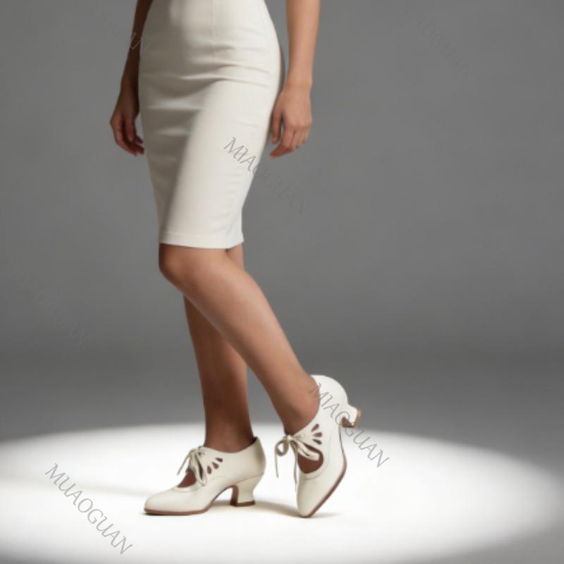 Pantofi Mary Jane Retro cu Toc Femeie Dantelă Vintage Șireturi Toc Jos Rochie Sandale Dama Design Modă Pantofi cu Nod de Fluture