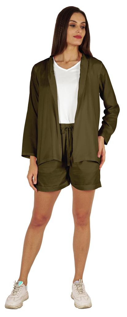 Inkmeso Elegant Shrug  & Shorts Set For Women  s 3 Piece Outfits Loungewear Summer