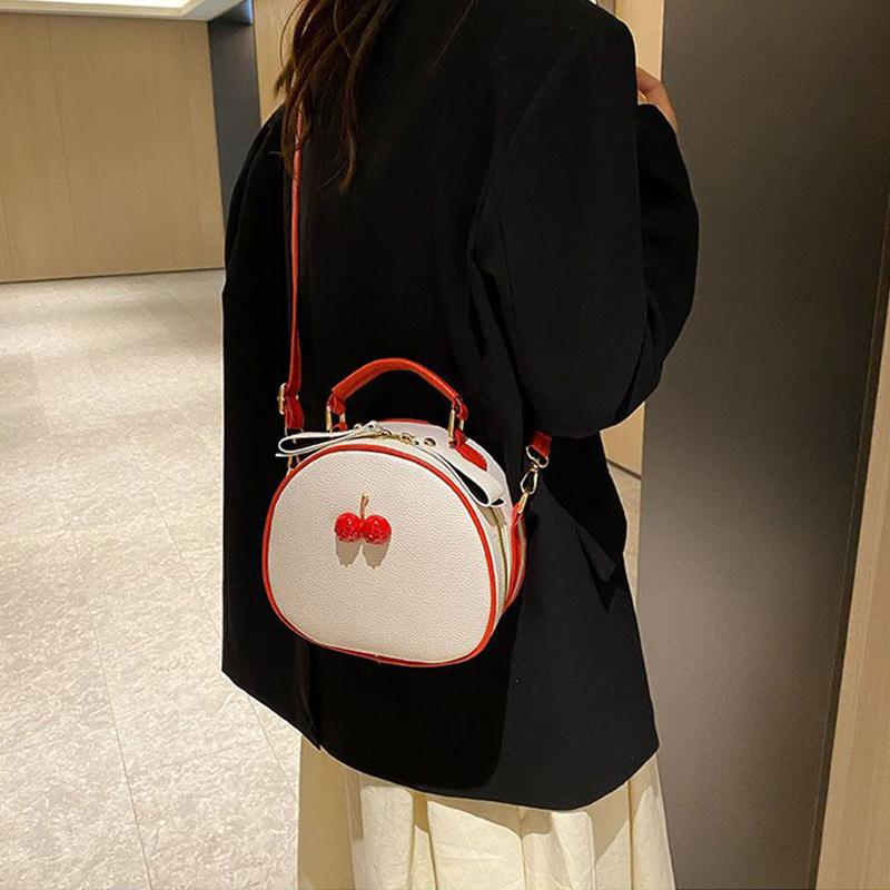 Litchi Pattern Contrast Cherry Small Purse and Handbags New Womens Sling-shoulder Crossbody Mobile Phone Bag CLE