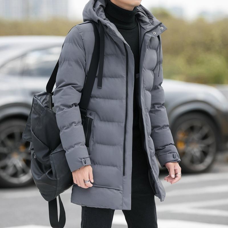 Winter Mid-length Thickened Hooded Cold-proof Padded Jacket Men's Jacket Korean Version of The Padded Jacket Down Padded Jacket Winter Clothes