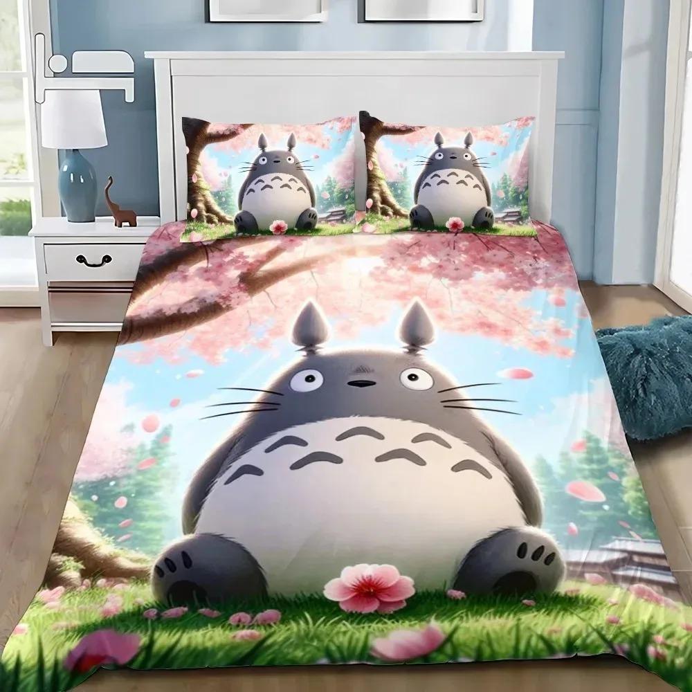 Set Copripiumino Kawaii Coperta Cuscini Giappone Anime Il Mio Vicino Set Biancheria da Letto Matrimoniale King Completo Copripiumino
