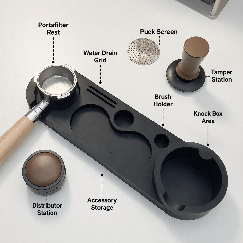 Heat Resistant Espresso Tamping Mat Non-Slip Espresso Tamping Station Coffee Tamper Mat Cafe Use