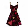 Women Plus Size Spaghetti Strap Off Shoulder Dress Swirl Tie Dye Star Patriotic Print Swing Dress