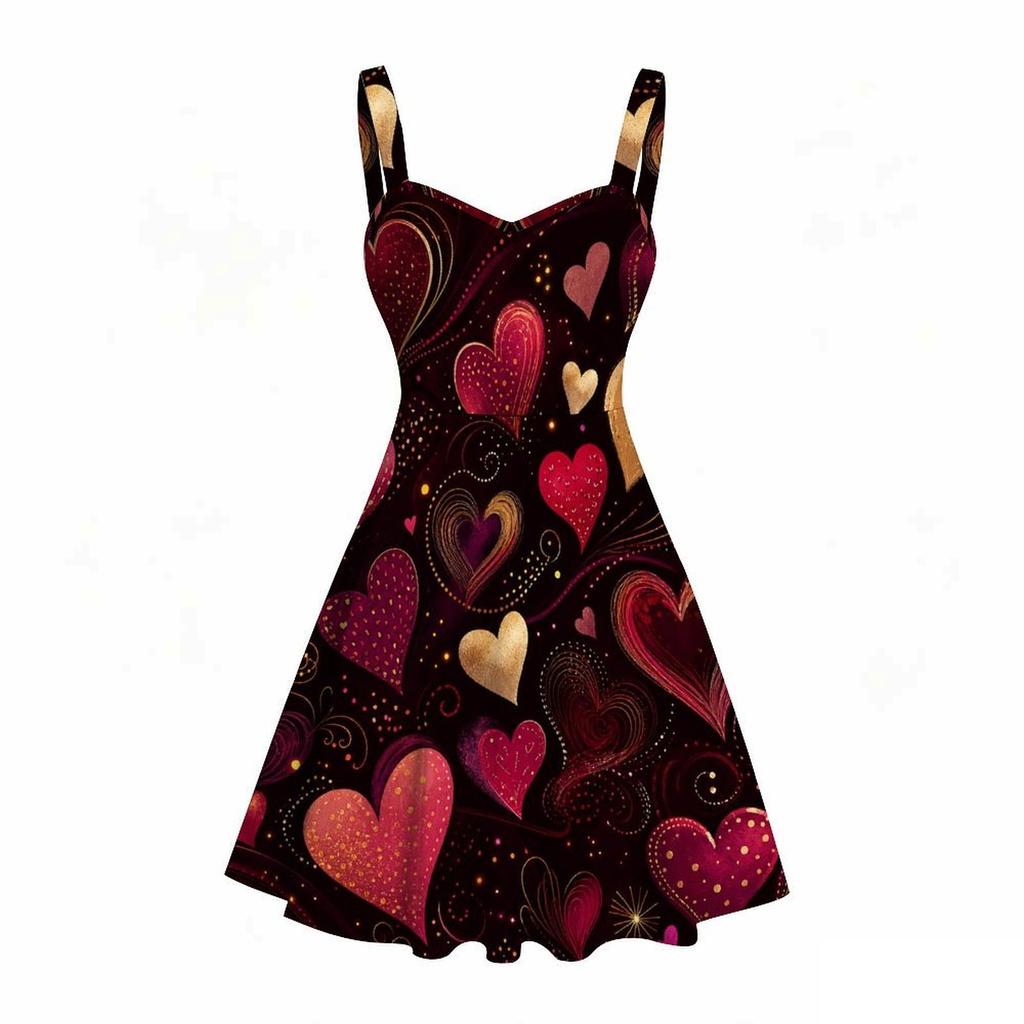 Women Plus Size Spaghetti Strap Off Shoulder Dress Swirl Tie Dye Star Patriotic Print Swing Dress