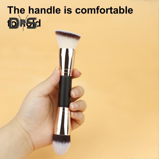 Doppelköpfiger Make-up-Pinsel, professionell, schräg, flache Oberseite, synthetische Kabuki-Grundlage, loses Puder, Rouge, Lidschatten, Kontur, Concealer, Mischkosmetik
