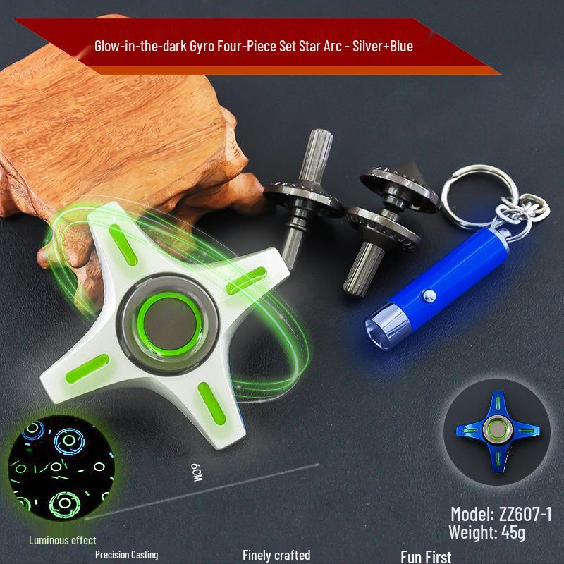Luminous All-Metal Finger Spinner Set - Long Spin Time & Stress-Relief Toy