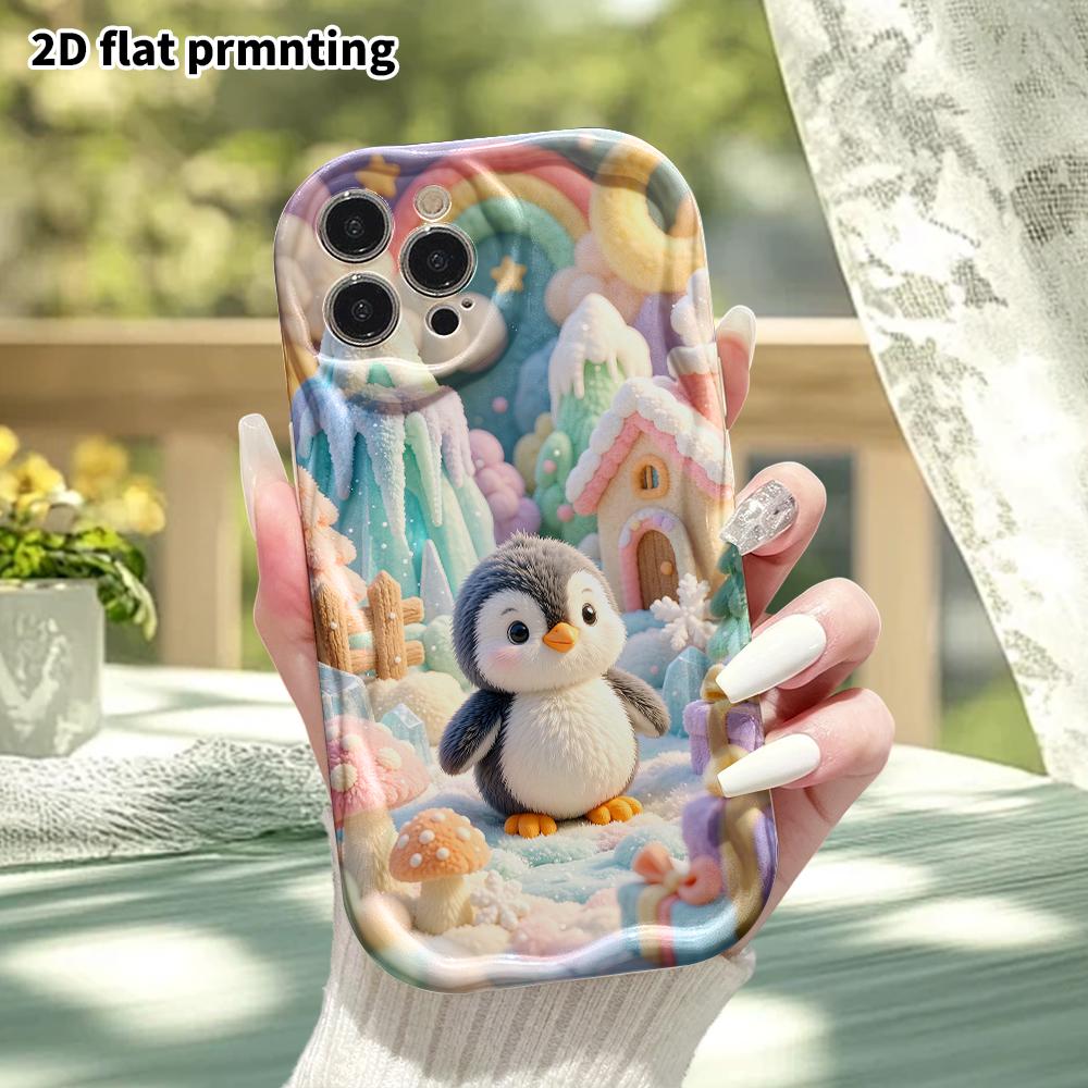 Phone Case: 2D Flat, Suitable for iPhone 18, 17, 16, 15, 14, 13, 12Pro Protective Case, Cute Little Snow Penguin, Perfect Christmas and Halloween Holi