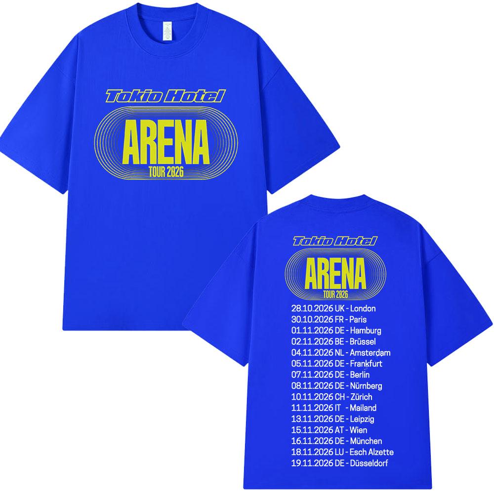 Rock Band Tokio Hotel Arena Tour 2026 Tshirts Unisex Women Fashion Vintage Short Sleeve Tshirt High Quality Cotton Casual T Shirt