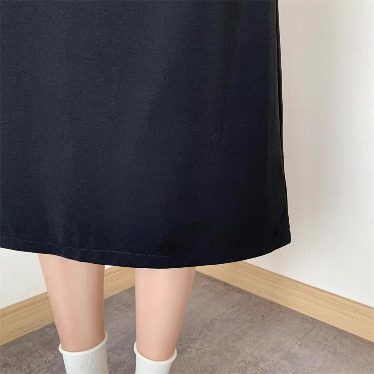Dámská sukně áčkového střihu s vysokým pasem a zadním rozparkem - Korejská móda, Slim střih, Střední až dlouhá délka