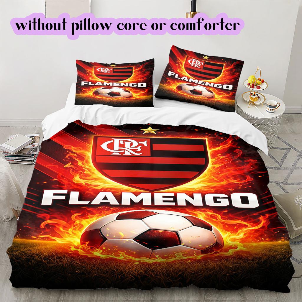 Flamengo Football Soccer Pattern Bedding,Quilt Set Quilt Cover Pillowcase Home Birthday Gift (1*duvet Cover+2*pillowcase,without Core)