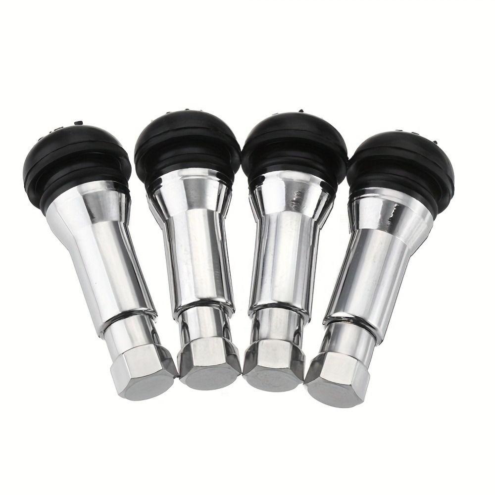 4Pcs Metal Stem Tire Valve Stem Rubber Base Snap-In Valve Stem Rubber Tire Valve Tire Replacement