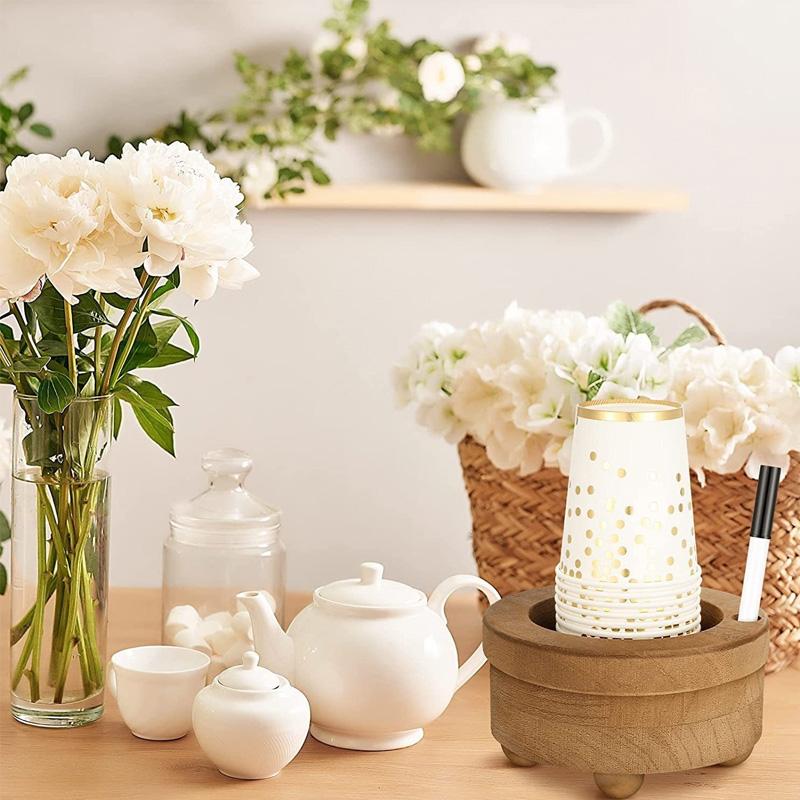 1Pc Candle Holder Base Wood With Pen Holder Storage Rack Ins Style Disposable Water Cup Cup Holder Candlestick