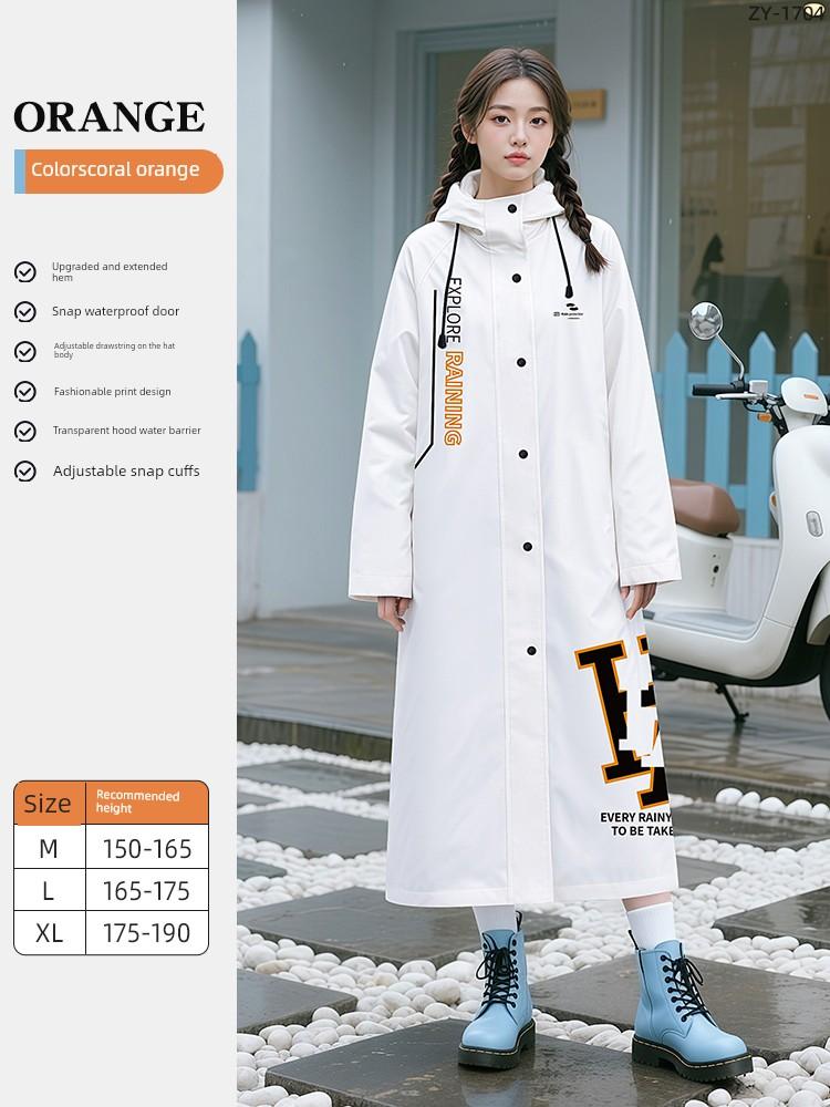 Raincoat for Women, Long Style, Full-Body Protection Against Heavy Rain, Specially Designed for Electric Scooters, Outdoor Integrated Adult Thickened