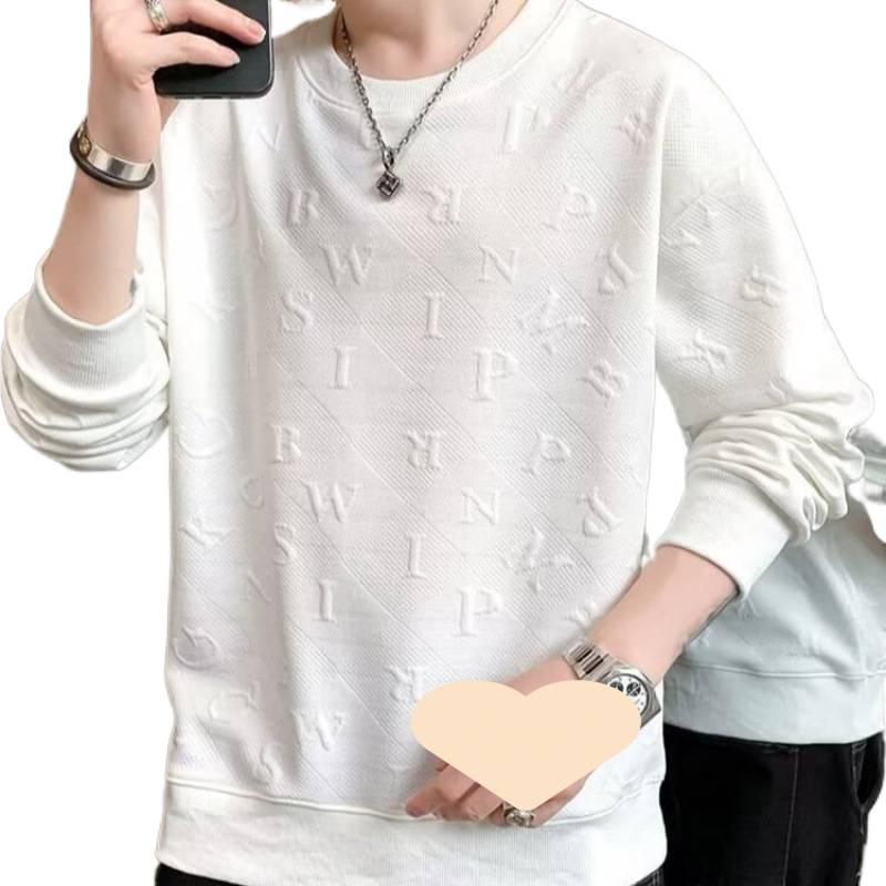 Moletom de Veludo Estilo Coreano Masculino de Inverno - Tendência Loose Fit, Cor Sólida, Gola Redonda