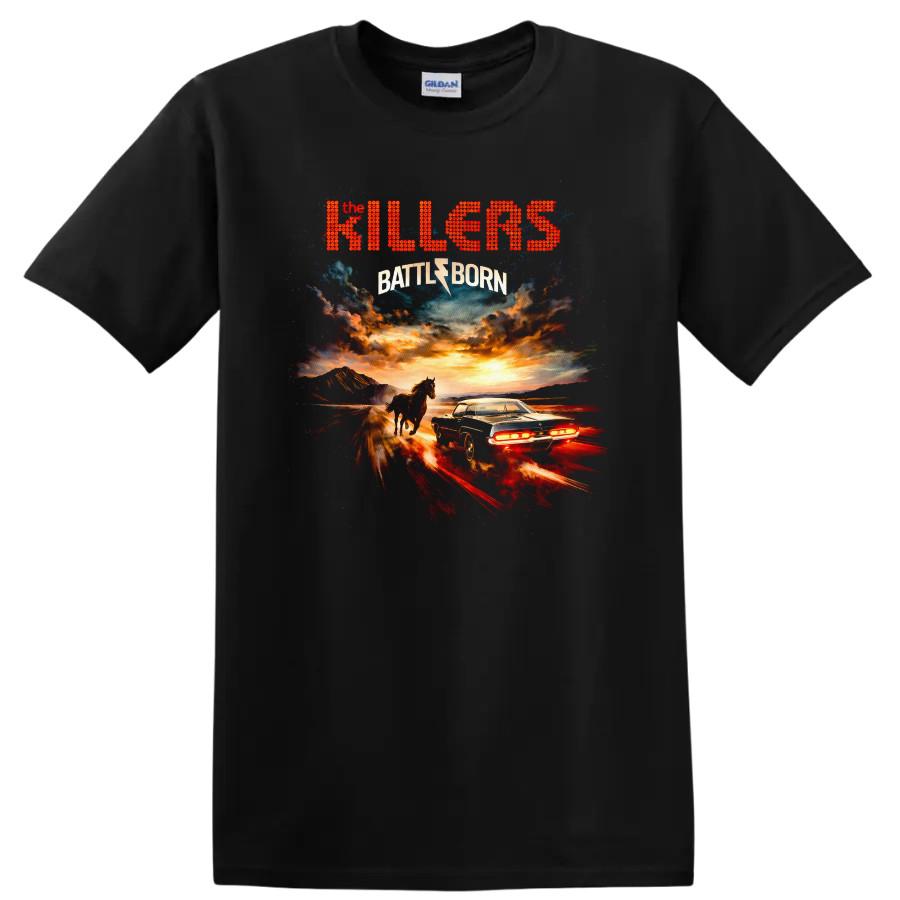 Vintage Classic Rock T Shirt Horse Car Sunset Landscape Tee Battle Born Art