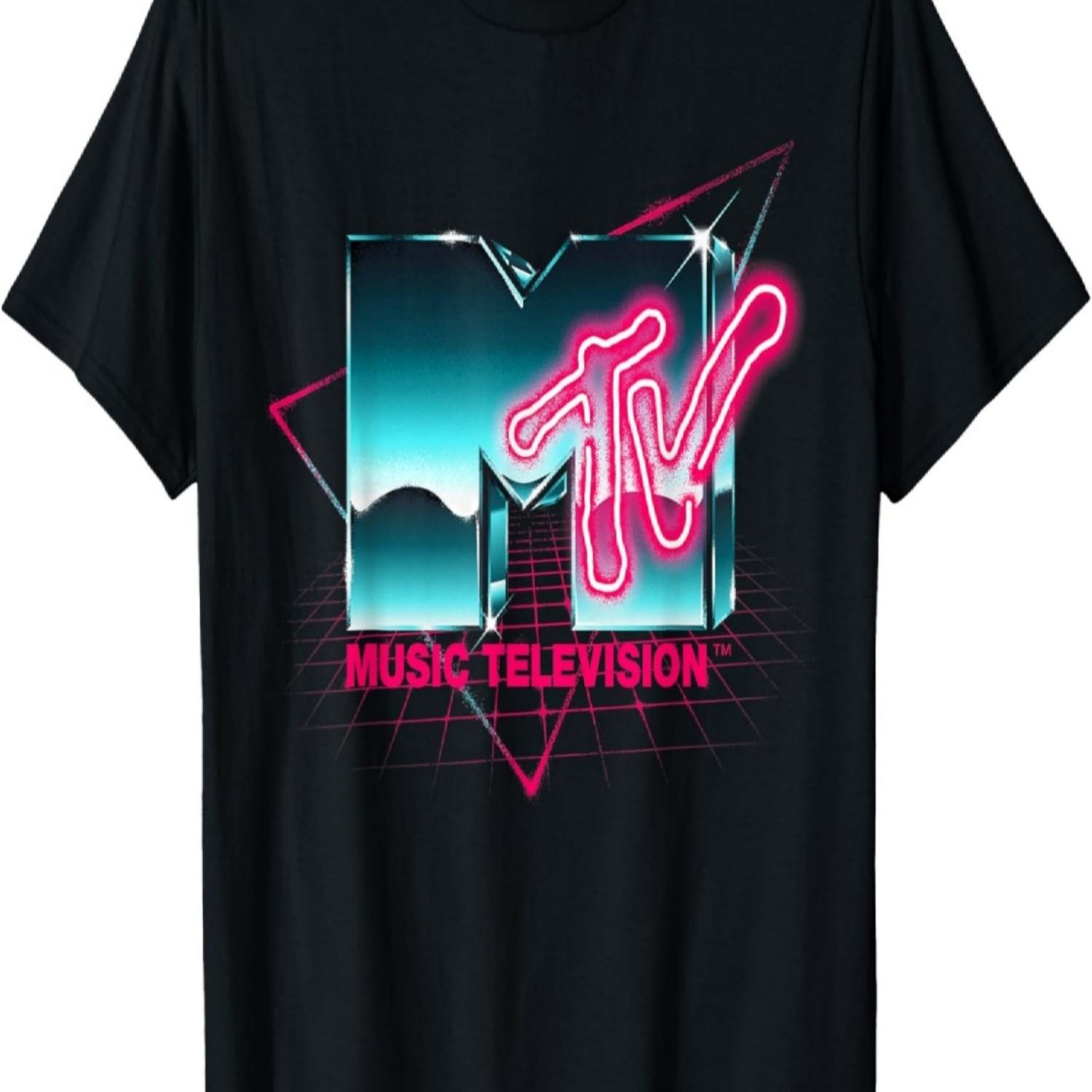 Mademark x MTV - Retro 80 s Chrome Effect Neon Colors Vintage MTV T-Shirt S чёрный