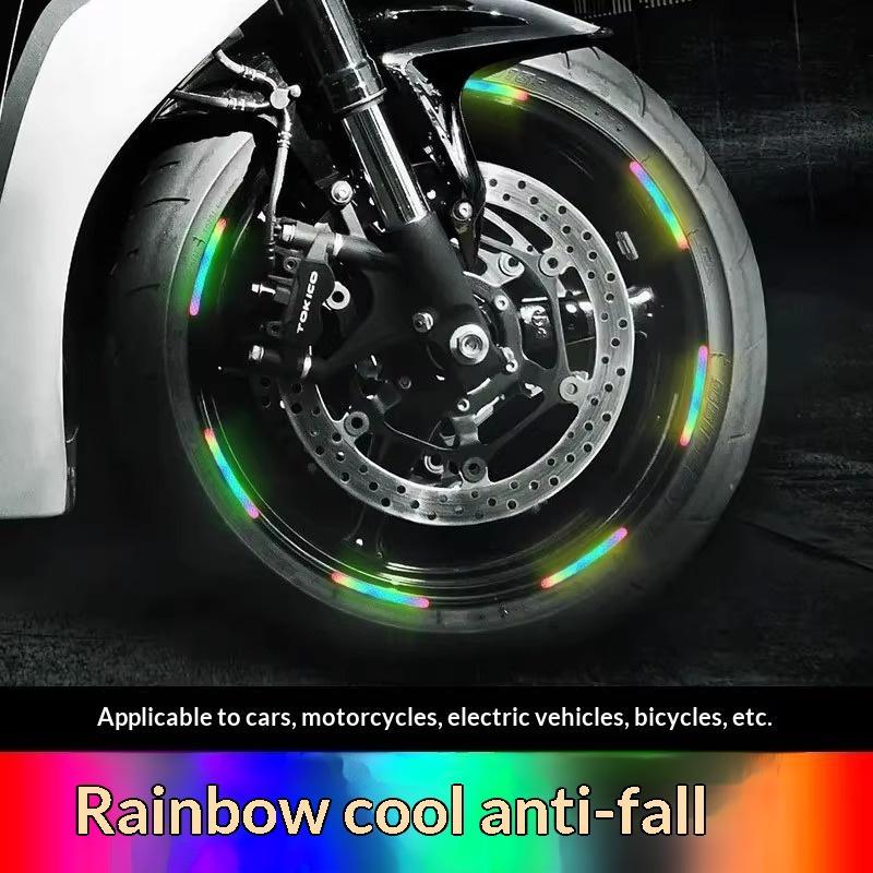 20 Strips Rainbow Bicycle Wheel Reflective Stickers Waterproof High Brightness For Night Bike Riding Safety