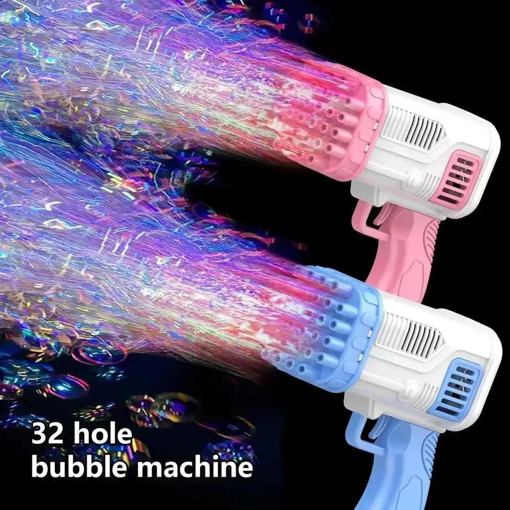 Kinder 32-Loch-Seifenblasenmaschine elektrische Seifenblasenpistole Outdoor Eltern-Kind Seifenblasen-Pustespielzeug ohne Batterie Seifenblasenwasser