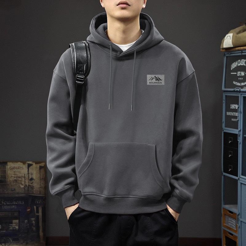 Trendy Men's Hooded Sweatshirt: Loose Fit Spring/Autumn Jacket with Velvet for Couples
