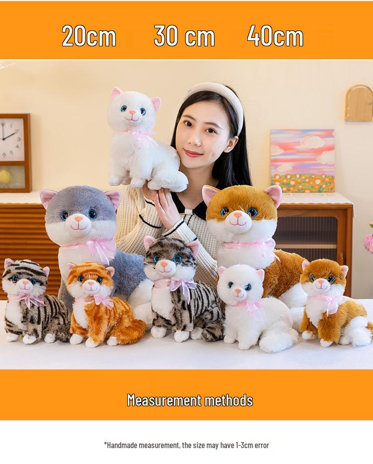 Realistic Meowing Musical Cat Plush Toy - Lying Kitten Doll Birthday Gift