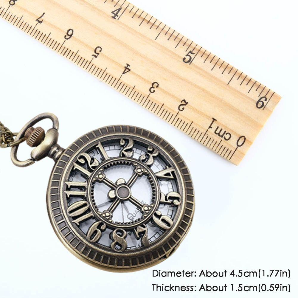 Antique Design Steampunk Clock Necklace Quartz Movement Hollow Chain Watches Flip Bronze Finish Pocket Watch Best Gift