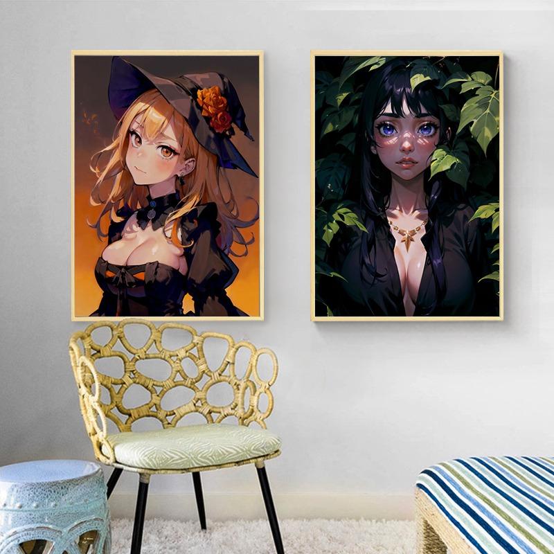 Sexy Anime Female Painting Canvas Poster Wall Art Pictures for Living Room Boy Bedroom Playroom Game Room Bar Modern Home Decor